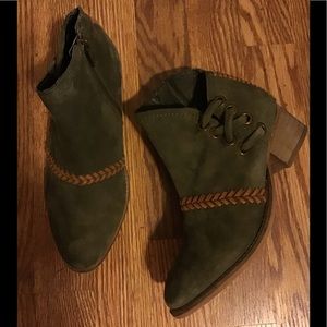 Rebels Moss Green Suede Ankle Boots. 6.5
